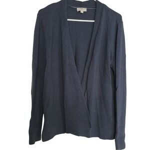 Knit Cotton‎ Navy Open Front Cardigan Vented Long Sleeve Casual Lightweight XL